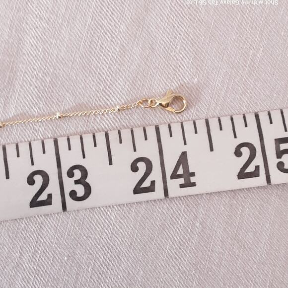 Dainty Necklace Abalone Cross Pendant On 18K Gold Plated Station Chain - Picture 9 of 12